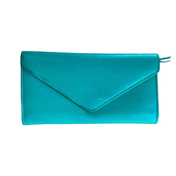 Balenciaga | Papier Long Leather Envelope Wallet in Teal Green - Picture 1 of 11